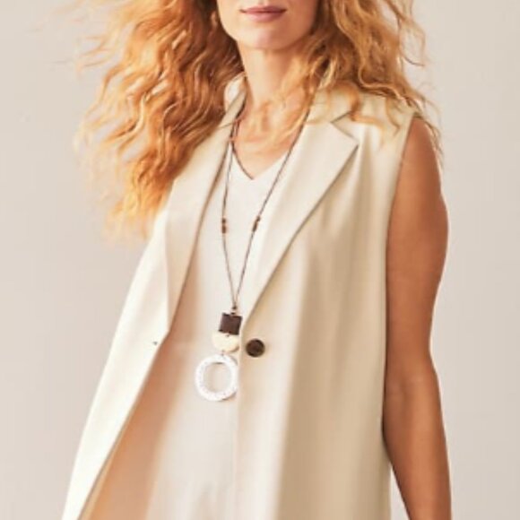 J. Jill Jackets & Blazers - J Jill Wearever Easy Care Blazer Vest Dark Oatmeal Womens Small Petite Chic Soft